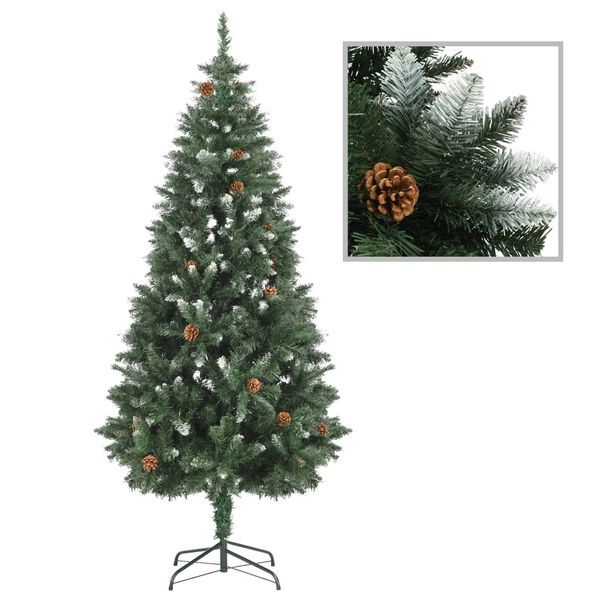 vidaXL Künstlicher Weihnachtsbaum Kiefernzapfen Weißem Glitzer 180 cm
