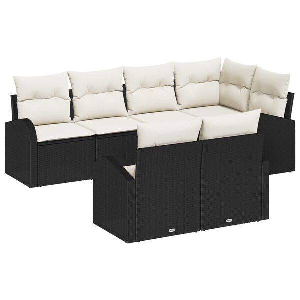 vidaXL Gartensofa-set mit Kissen 7 pcs Schwarz und Wei&szlig; Poly-Rattan