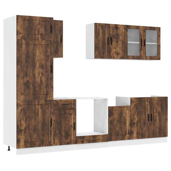 vidaXL 8-tlg. K&uuml;chenschrank-Set Porto R&auml;uchereiche Holzwerkstoff