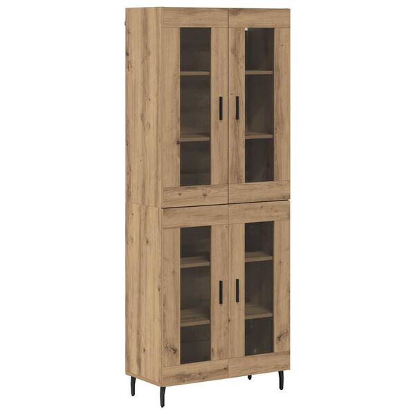 vidaXL Highboard 2 pcs Artisan-Eiche Engineered Wood und Glas