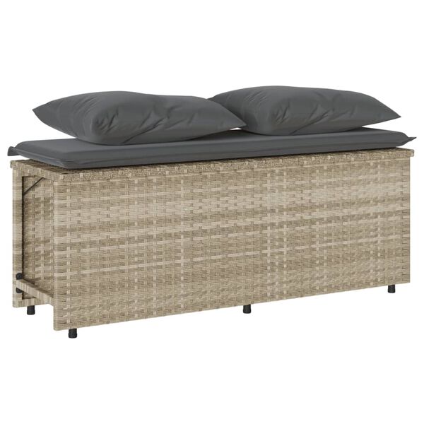 vidaXL 3-tlg. Garten-Essgruppe mit Kissen Hellgrau Poly Rattan