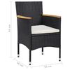 vidaXL 5-tlg. Garten-Essgruppe mit Kissen Poly Rattan Schwarz