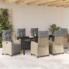 vidaXL Garten Essgruppe mit Kissen 7 pcs Beige Poly-Rattan