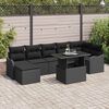 vidaXL Garten-Sofa-Set mit Kissen 8 pcs Schwarz Poly Rattan