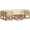 vidaXL Outdoor-Sofagarnitur mit Kissen 7 pcs Natur und Creme