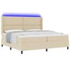 vidaXL LED Boxspringbett mit Matratze Creme 200 x 200 cm Stoff