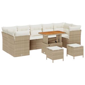 vidaXL Gartensofa-set 10 pcs Beige Poly-Rattan