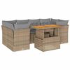 vidaXL 7-tlg. Garten-Sofagarnitur mit Kissen Beige Poly Rattan