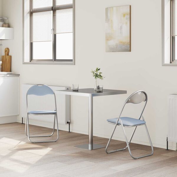 vidaXL Klappstuhl 2 pcs Grau 48 x 43,5 x 81 cm Kunstleder