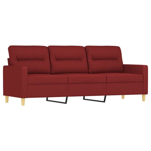 vidaXL 3-Sitzer-Sofa mit Hocker Weinrot 180 cm Stoff