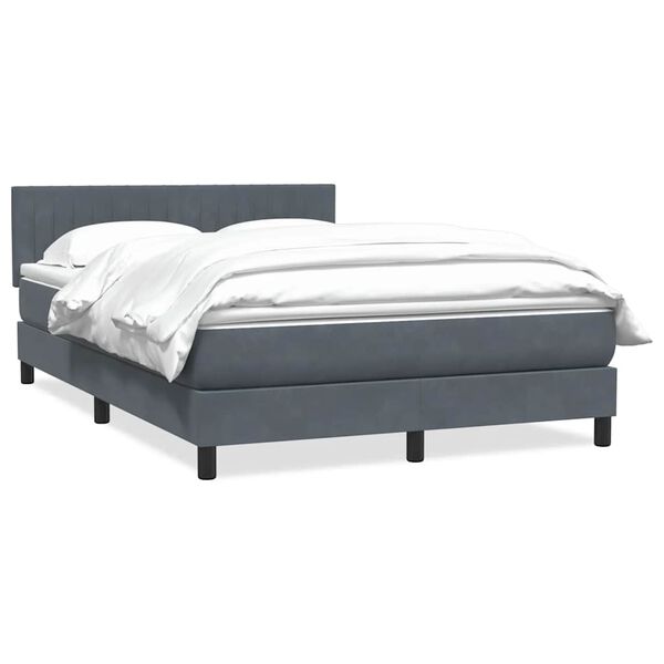 vidaXL Boxspringbett mit Matratze Dunkelgrau 140x210 cm Samt