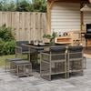 vidaXL 9-tlg. Garten-Essgruppe mit Kissen Grau Poly Rattan