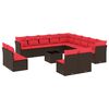 vidaXL 14-teiliges Gartensofa-Set mit Kissen, braun, Polyrattan