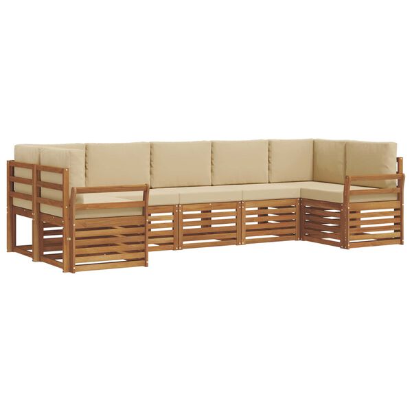 vidaXL Sofagarnituren 7 pcs Natur und Beige Massivholz Akazie