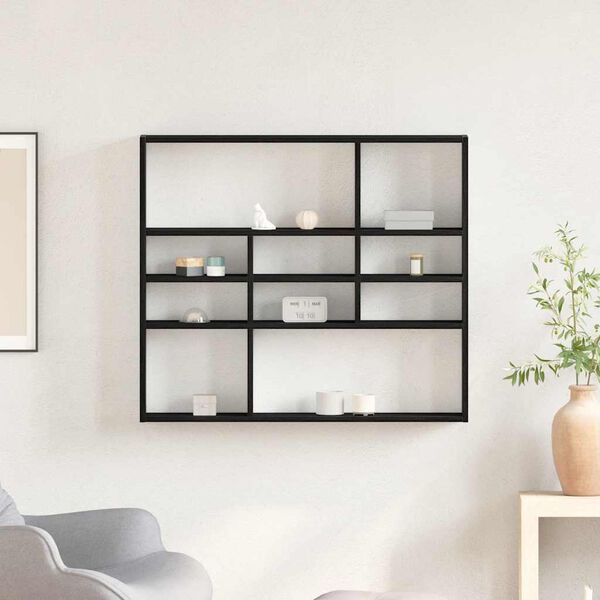 vidaXL Wandregal Schwarz Eichen-Optik 90x16x78 cm Holzwerkstoff