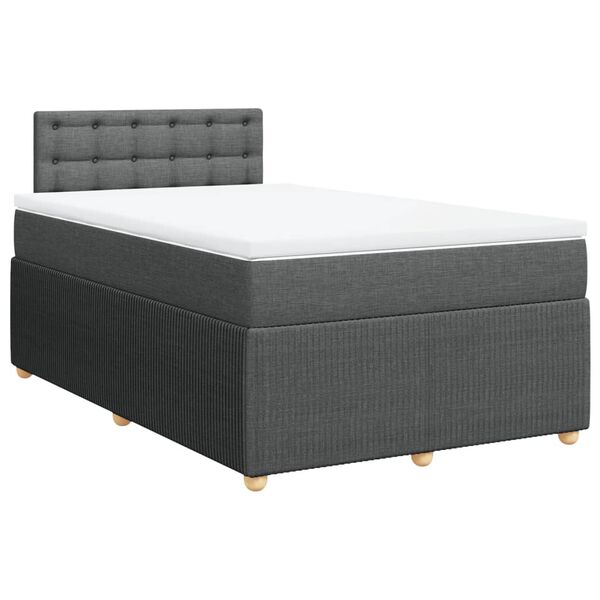 vidaXL Boxspringbett mit Matratze Dunkelgrau 120x190 cm Stoff