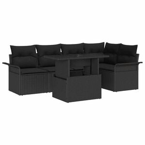 vidaXL Gartensofa-set mit Kissen 6 pcs Schwarz Poly Rattan