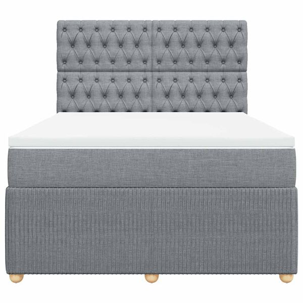 vidaXL Boxspringbett mit Matratze Hellgrau 140x190 cm Stoff