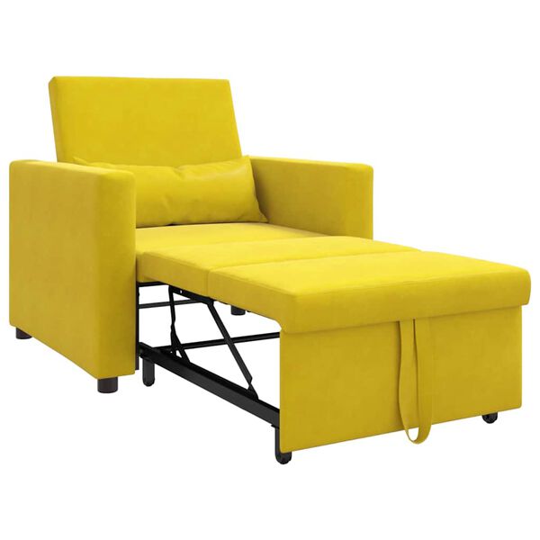 vidaXL Ausziehbare Schlafcouch Einzel Gelb 90 x 165 x 87 cm Samt