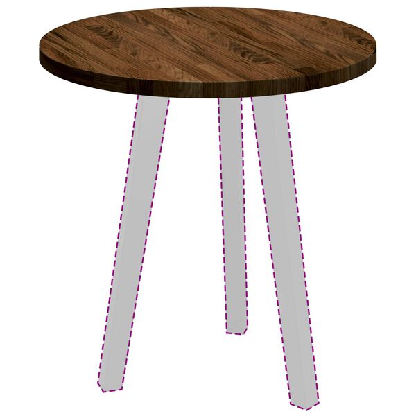 vidaXL Tischplatte Dunkelbraun &Oslash; 50 x 2,5 cm Massivholz Eiche