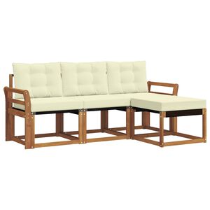 vidaXL Outdoor-Sofagarnitur mit Kissen 4 pcs Natur und Creme