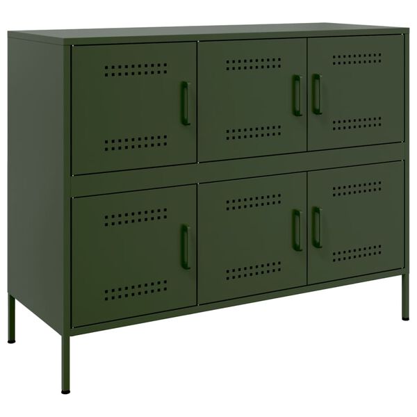 vidaXL Sideboard Olivgr&uuml;n 100,5x39x79 cm Stahl