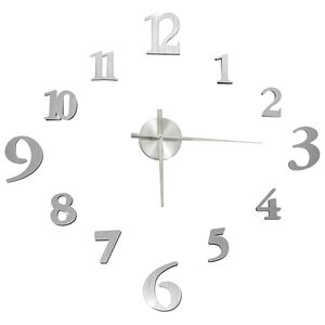 vidaXL 3D-Wanduhr Modernes Design Silbern 100 cm XXL