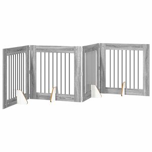 vidaXL Klappbares Hundetor mit St&auml;ndern 4 stk. Sonoma-Grau 321 cm