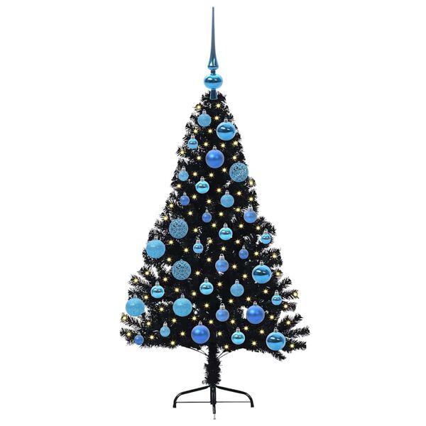 vidaXL K&uuml;nstlicher vorbeleuchteter Weihnachtsbaum Schwarz 120 cm PVC