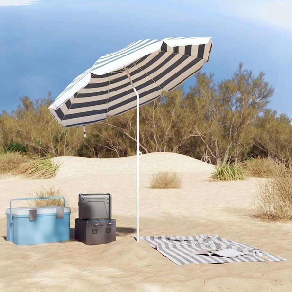 vidaXL Strandparasol Blau und Wei&szlig; 206 x 206 x 212 cm
