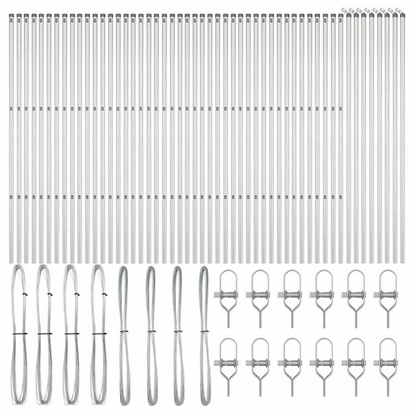 vidaXL Zaunpfosten Sonstiges 52 pcs Grau 3,2 x 3,2 x 200 cm Stahl