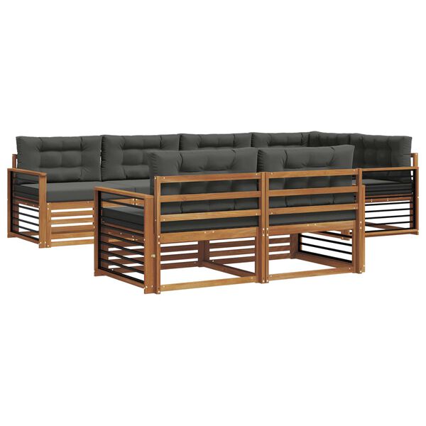 vidaXL Outdoor-Sofagarnitur mit Kissen 7 pcs Natur und Anthrazit