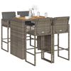 vidaXL 5-tlg. Gartenbar-Set mit Kissen Grau Poly Rattan Akazie