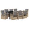 vidaXL Garten Essgruppe 9 pcs Beige und Hellgrau Poly-Rattan