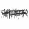 vidaXL 9-tlg. Garten-Essgruppe mit Kissen Schwarz Poly Rattan Glas