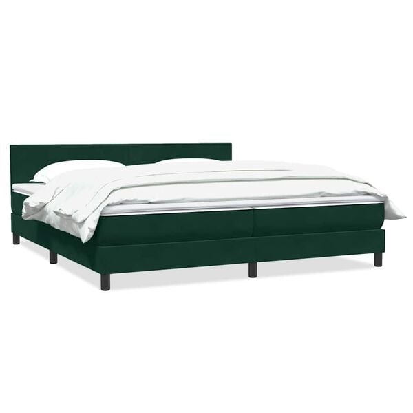 vidaXL Boxspringbett mit Matratze Dunkelgr&uuml;n 180x220 cm Samt