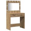 vidaXL Schminktisch mit Spiegelbeleuchtung 2 pcs Braun Holzwerkstoff