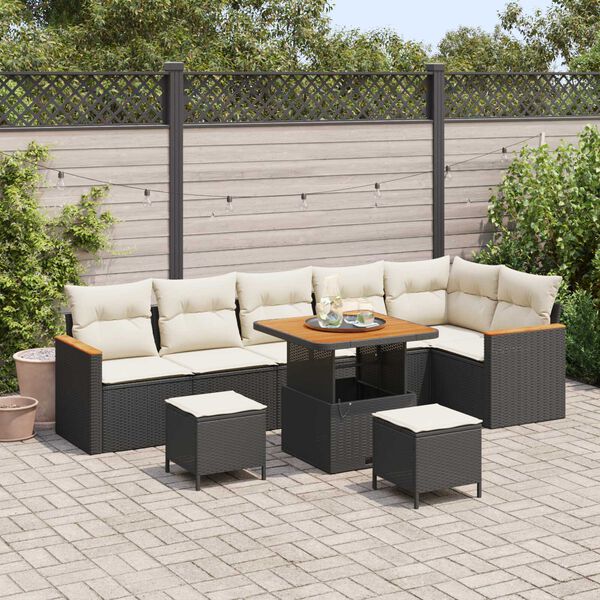 vidaXL Gartensofa-set 9 pcs Schwarz Poly-Rattan