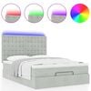 vidaXL Ottoman-Bett mit Matratzen & LEDs Hellgrau 140x190 cm Samt