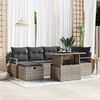 vidaXL Garten-Sofa-Set mit Kissen mit Speicher 7 pcs Grau Poly Rattan