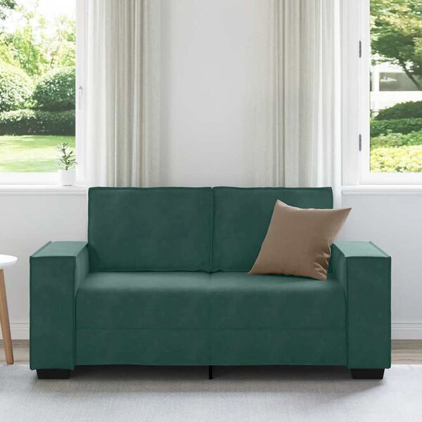 vidaXL 2-Sitzer-Sofa Dunkelgr&uuml;n 160x78x84 cm Samt