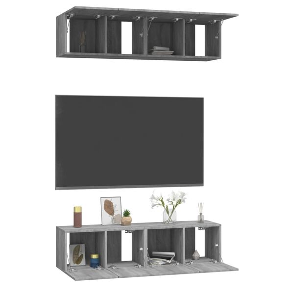 vidaXL TV-Wandschr&auml;nke 4 Stk. Grau Sonoma 60x30x30 cm Holzwerkstoff