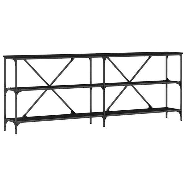 vidaXL Konsolentisch mit Regal Schwarz Eichen-Optik 200 x 30 x 75 cm