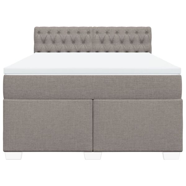 vidaXL Boxspringbett mit Matratze Taupe 140x190 cm Stoff