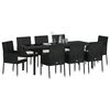 vidaXL Garten Essgruppe mit Kissen 9 pcs Schwarz Poly-Rattan