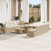 vidaXL Garten-Sofa-Set mit Kissen mit Speicher 11 pcs Beige und Creme