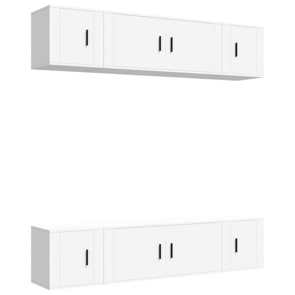 vidaXL 6-tlg. TV-Schrank-Set Wei&szlig; Holzwerkstoff