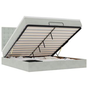 vidaXL Ottoman-Bett mit Matratzen Hellgrau 180x200 cm Samt