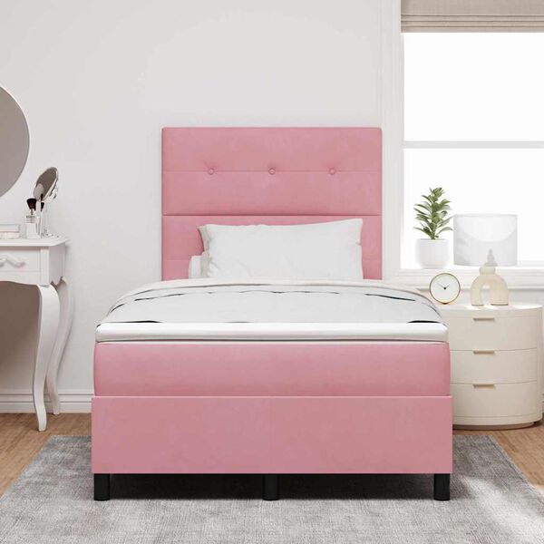 vidaXL LED Boxspringbett mit Matratze Rosa 120 x 190 cm Stoff