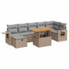 vidaXL 5-tlg. Garten-Sofagarnitur mit Kissen Beige Poly Rattan Akazie